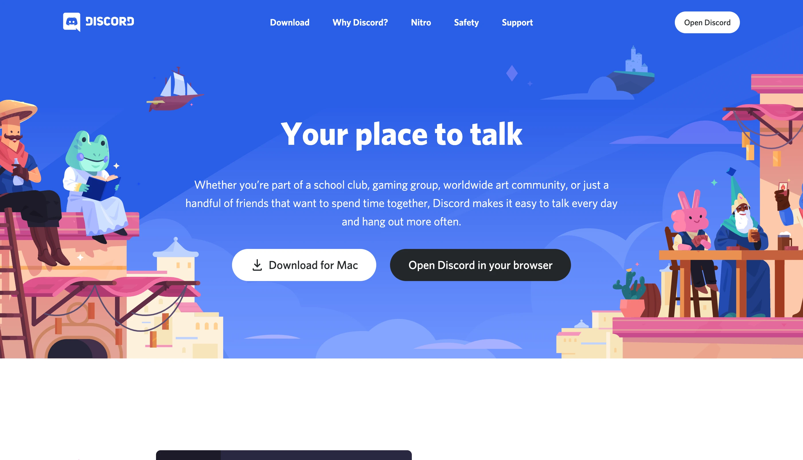 Discord home page screenshot