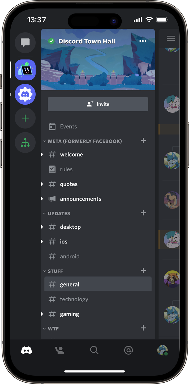 Discord mobile app demonstrated on an iPhone
